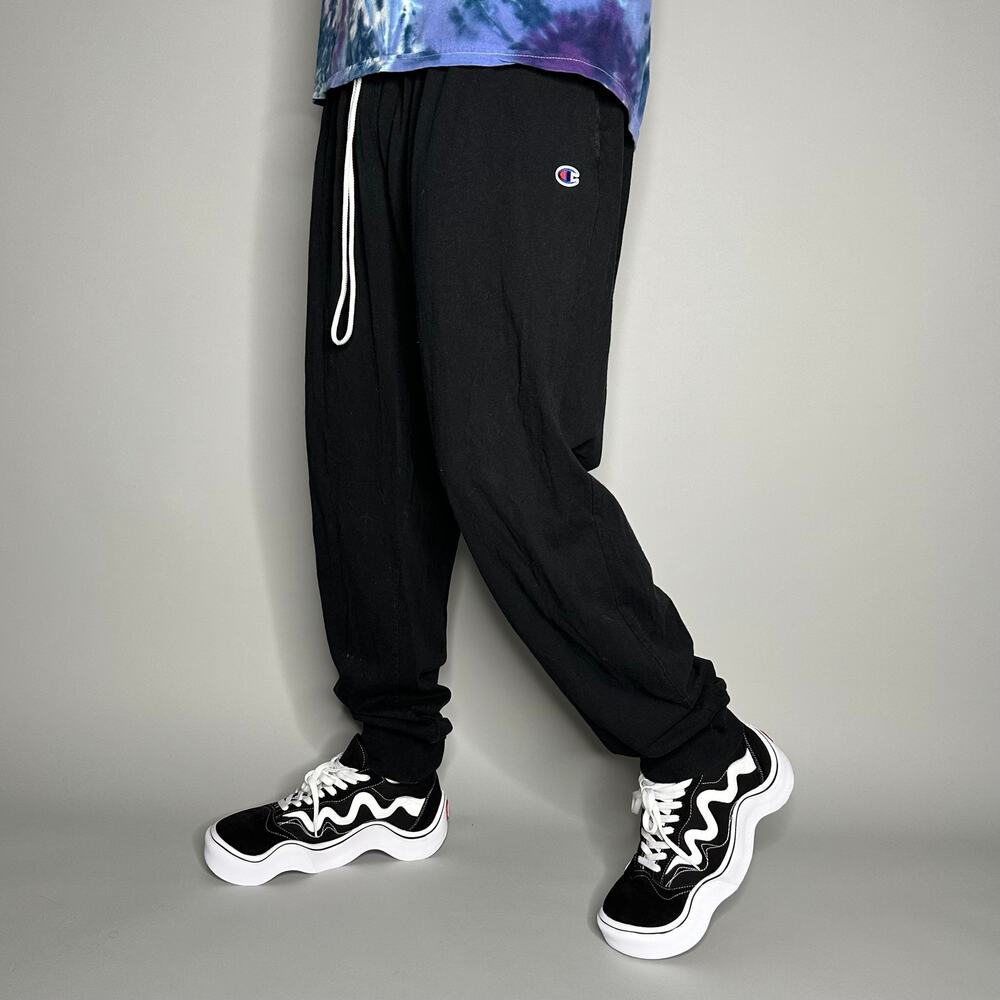 Vintage Y2K Champion Sweatpants Mens 2XL Black Cotton Joggers Embroidered Logo